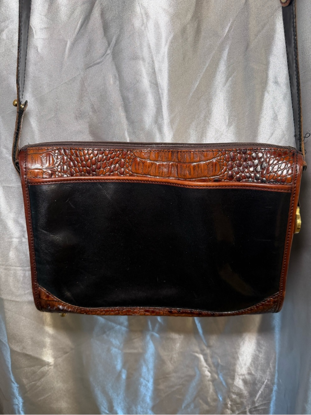 Vintage Brahmin Two Tone Mixed Media Crossbody Bag Purse